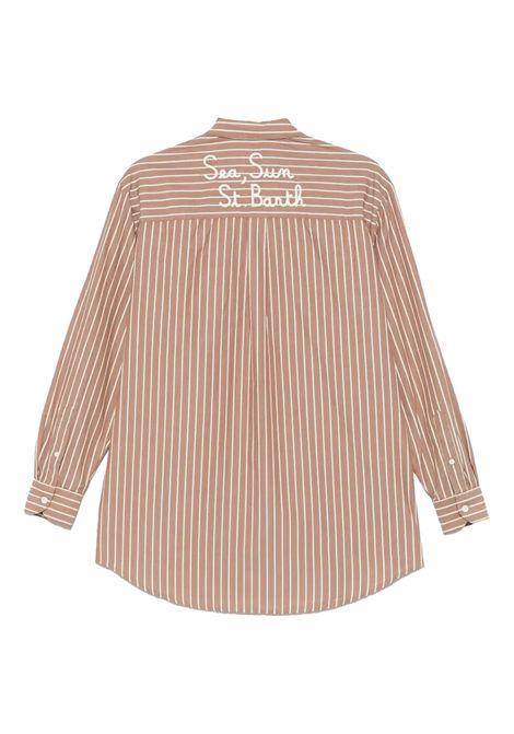 Camicia MC2 Saint Barth Brigitte donna BRIGITTE06110H Marrone righe bianche carrè logo stampa MC2 SAINT BARTH | Camicie | BRIGITTE06110H1810